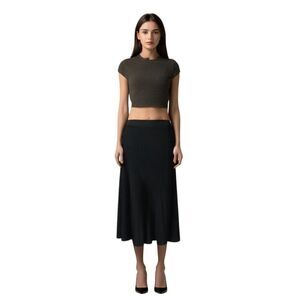 Eileen Fisher Black Flounce Skirt Size M